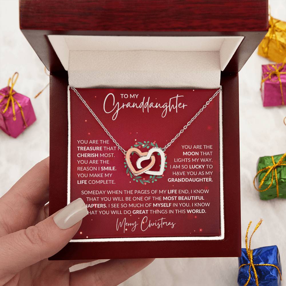Granddaughter Christmas Interlocking Hearts Necklace Gift-[Heartfelt Family Gift]