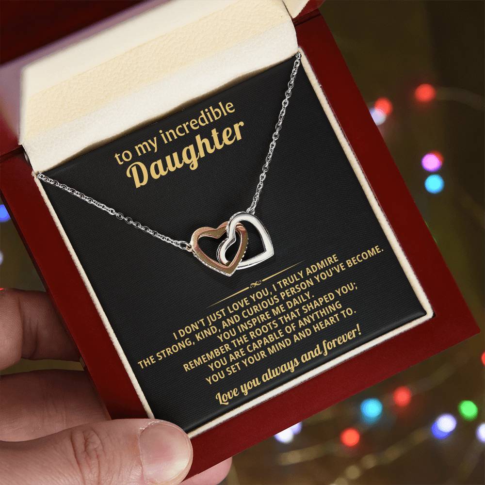Incredible Daughter Interlocking Hearts Necklace Gift