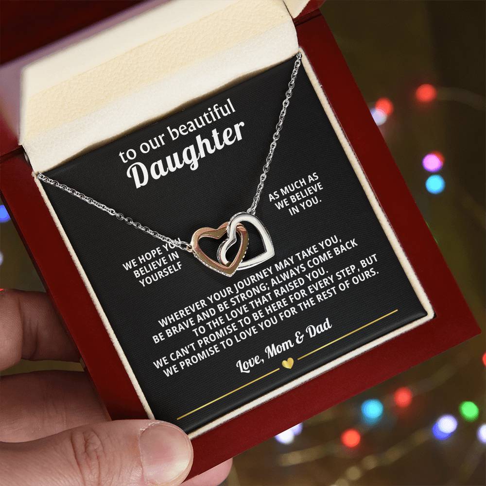 To Our Daughter Interlocking Hearts Necklace Gift from Parents