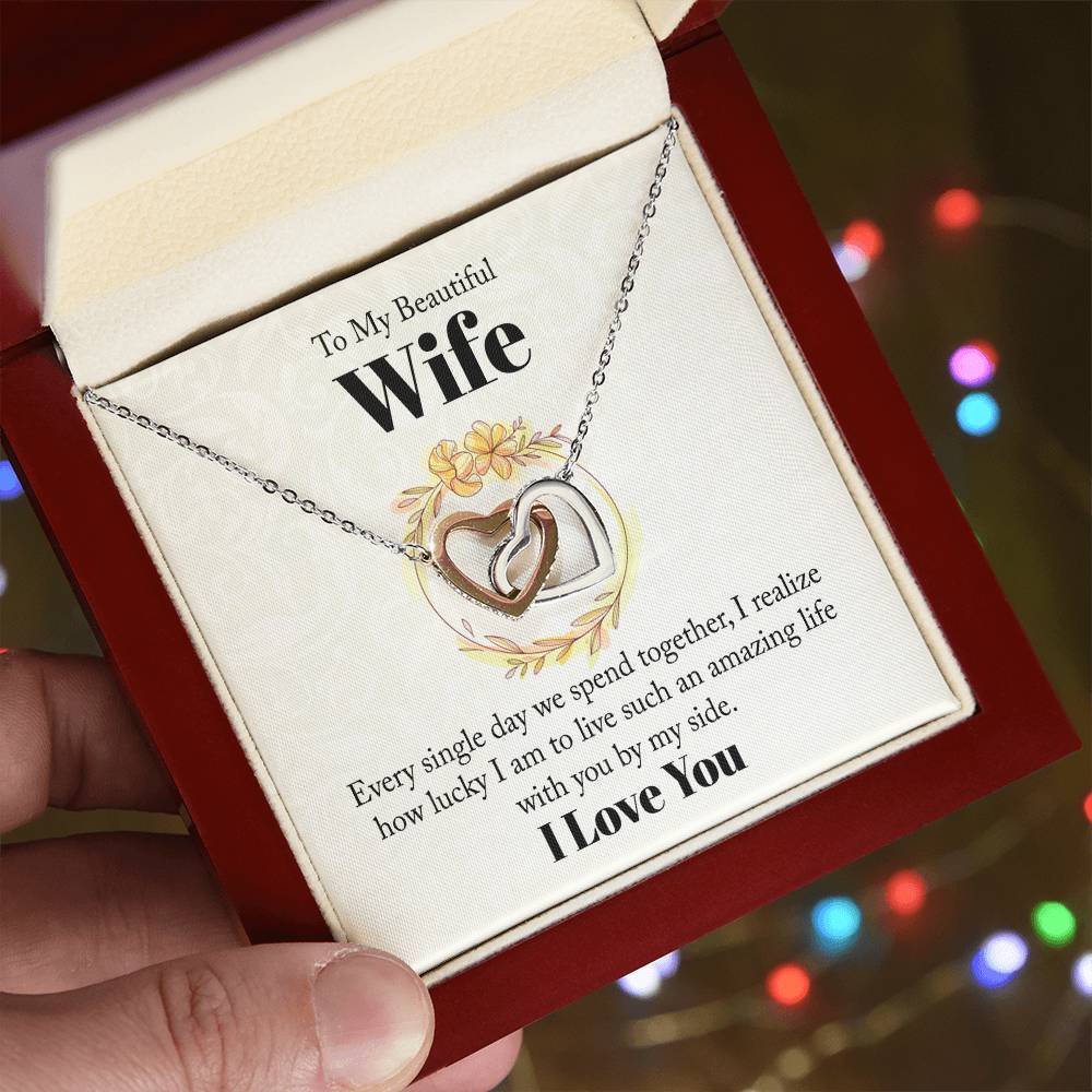 Beautiful Wife Interlocking Hearts Necklace-[Heartfelt Family Gift]