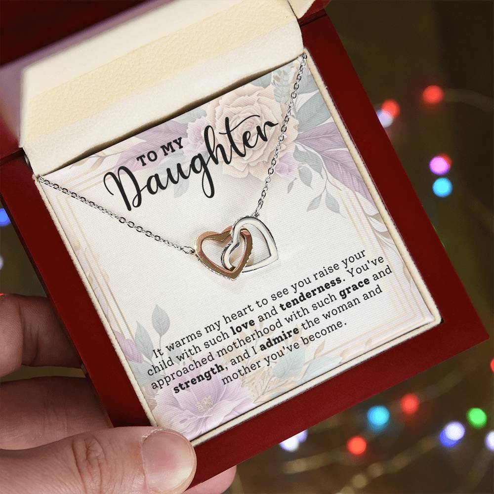 Daughter Admiration Interlocking Hearts Necklace-[Heartfelt Family Gift]
