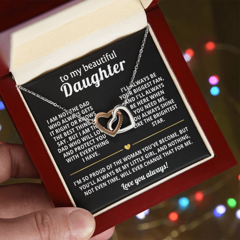 To My Daughter Interlocking Hearts Necklace Gift