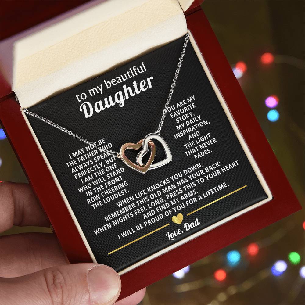 Daughter Interlocking Hearts Necklace Gift from Dad
