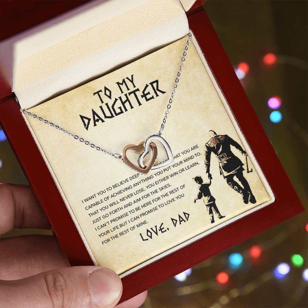 Daughter Aim For The Skys Interlocking Hearts Necklace-[Heartfelt Family Gift]