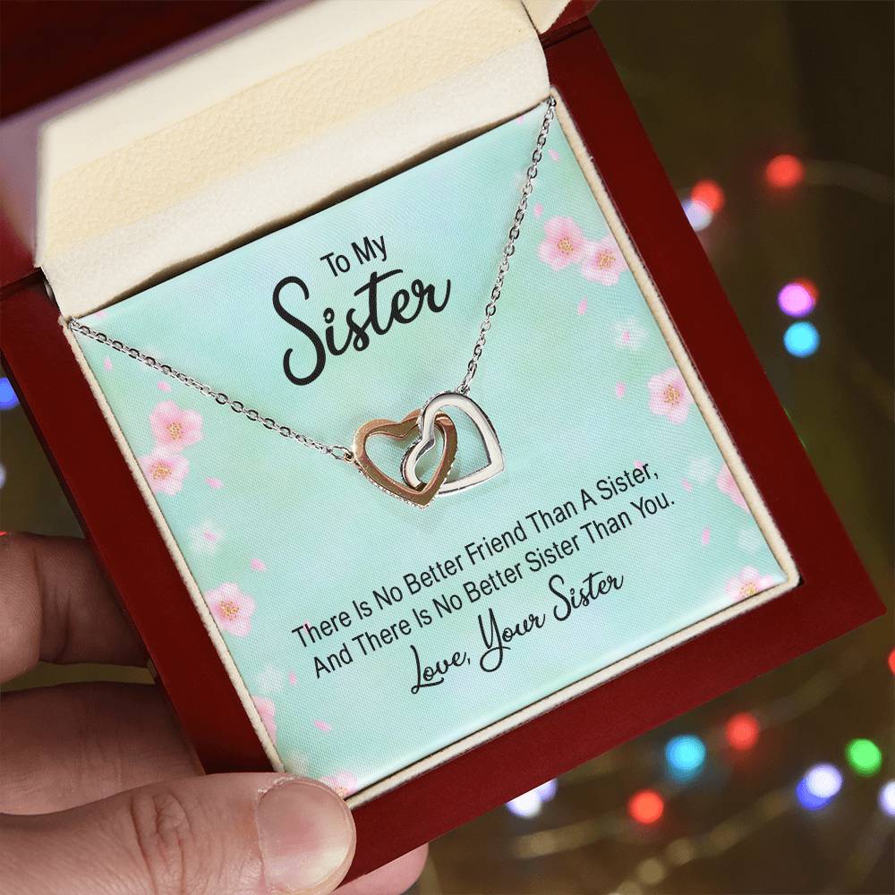 No Better Friend than a Sister Interlocking Hearts Necklace-[Heartfelt Family Gift]