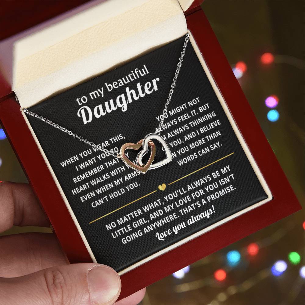 To My Daughter Interlocking Hearts Necklace Gift