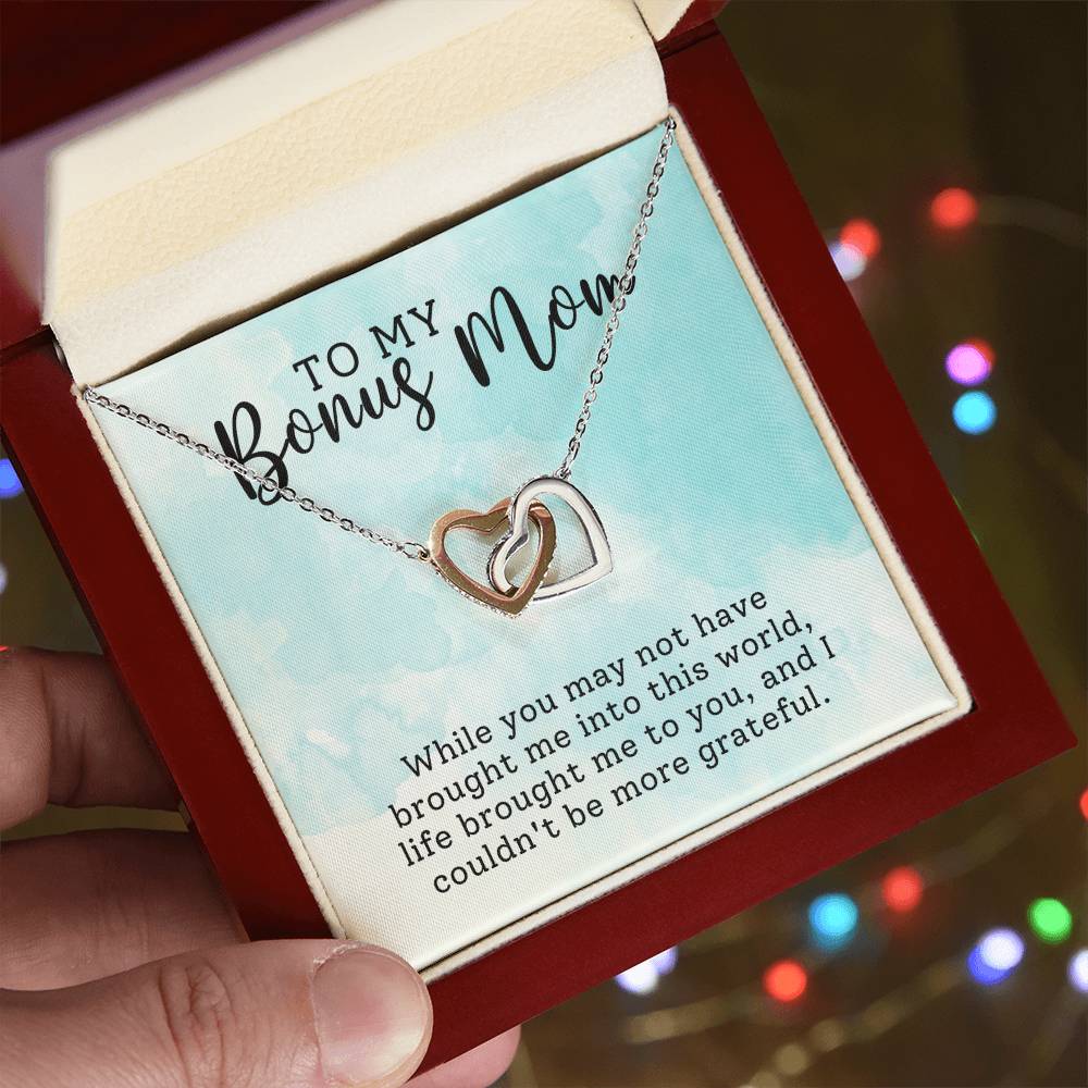 Bonus Mom Interlocking Hearts Necklace-[Heartfelt Family Gift]