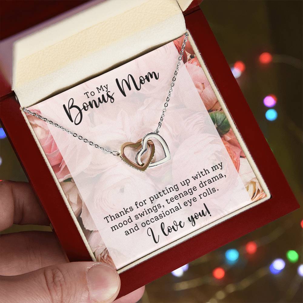 Bonus Mom Interlocking Hearts Necklace-[Heartfelt Family Gift]