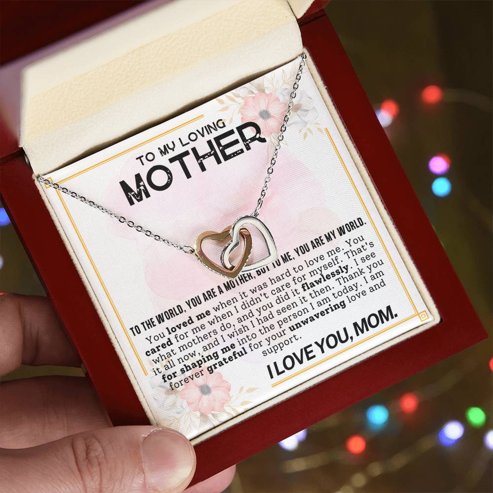Mother My World Interlocking Hearts Necklace-[Heartfelt Family Gift]