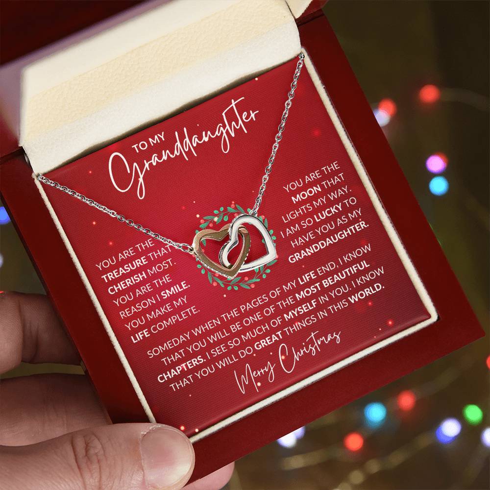 Granddaughter Christmas Interlocking Hearts Necklace Gift-[Heartfelt Family Gift]