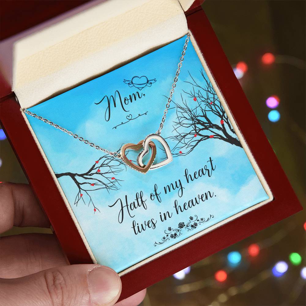 Mom In Heaven Interlocking Hearts Necklace-[Heartfelt Family Gift]