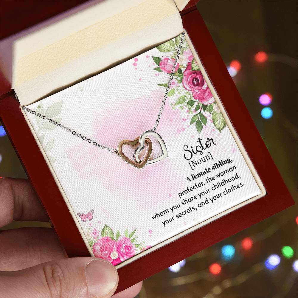 Sister Noun Interlocking Hearts Necklace-[Heartfelt Family Gift]