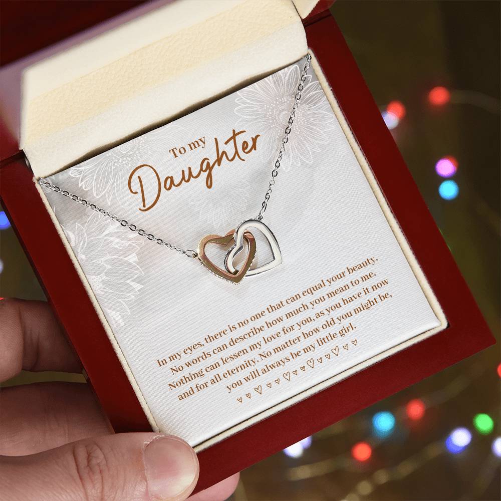 Daughter in My Eyes Interlocking Hearts Necklace-[Heartfelt Family Gift]