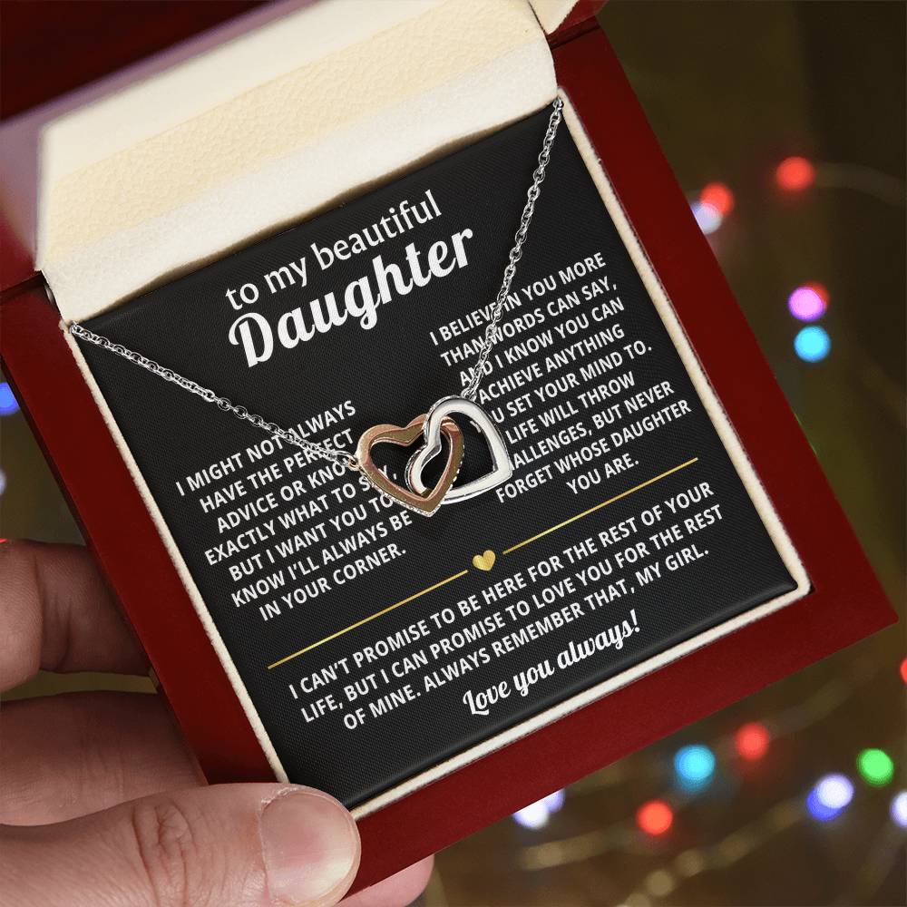To My Daughter Interlocking Hearts Necklace Gift