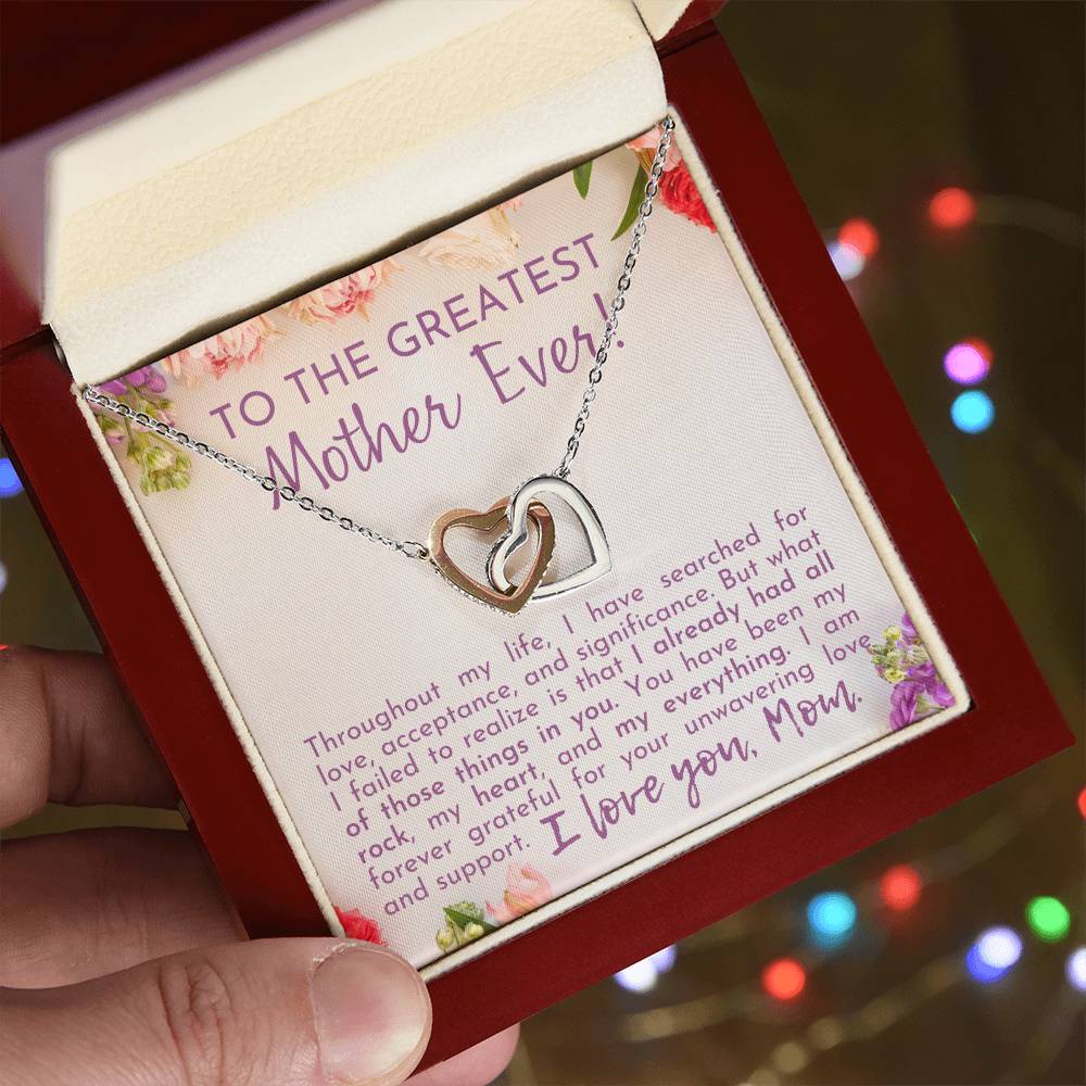 Greatest Mother Ever Interlocking Hearts Necklace-[Heartfelt Family Gift]