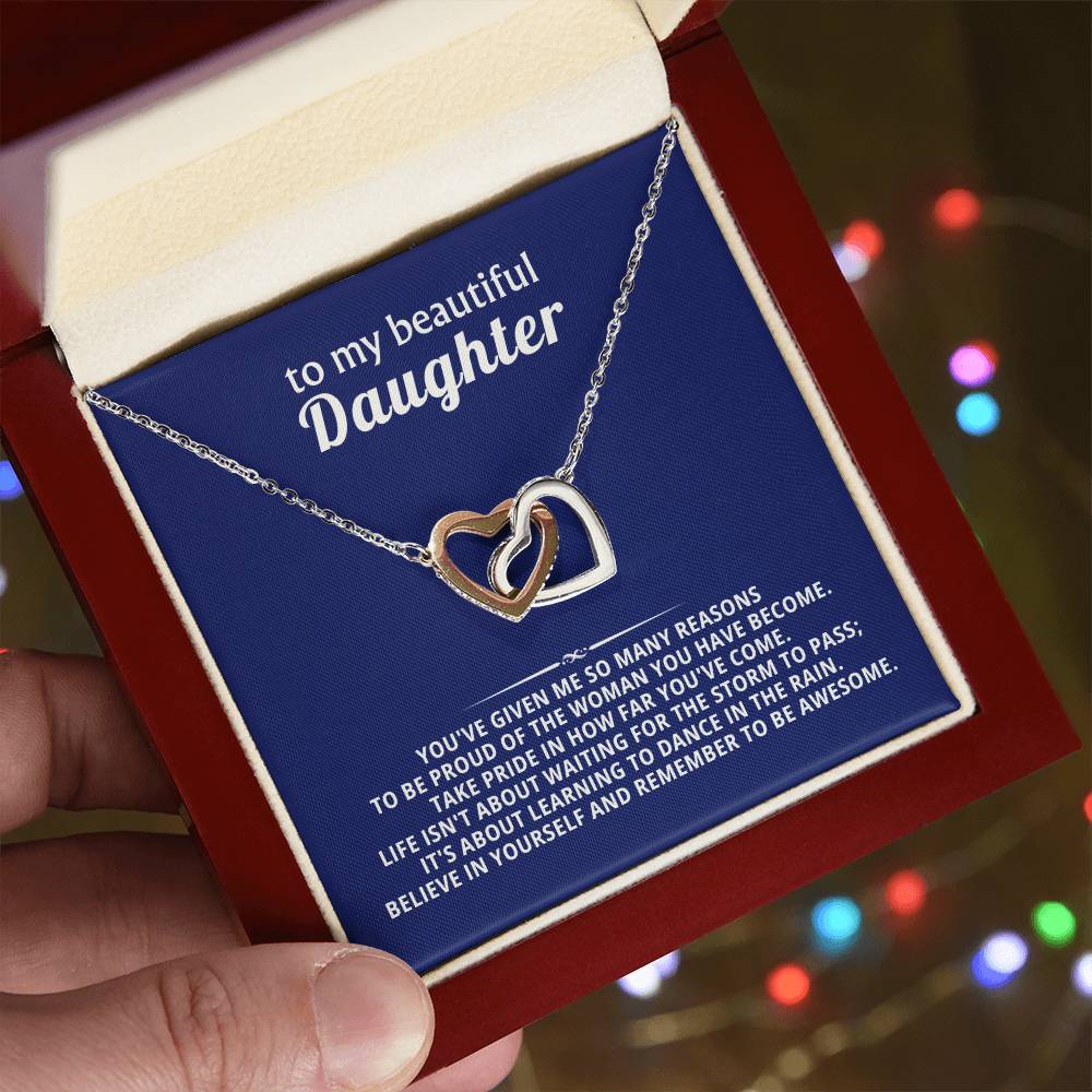 Daughter Interlocking Hearts Necklace Gift from Dad