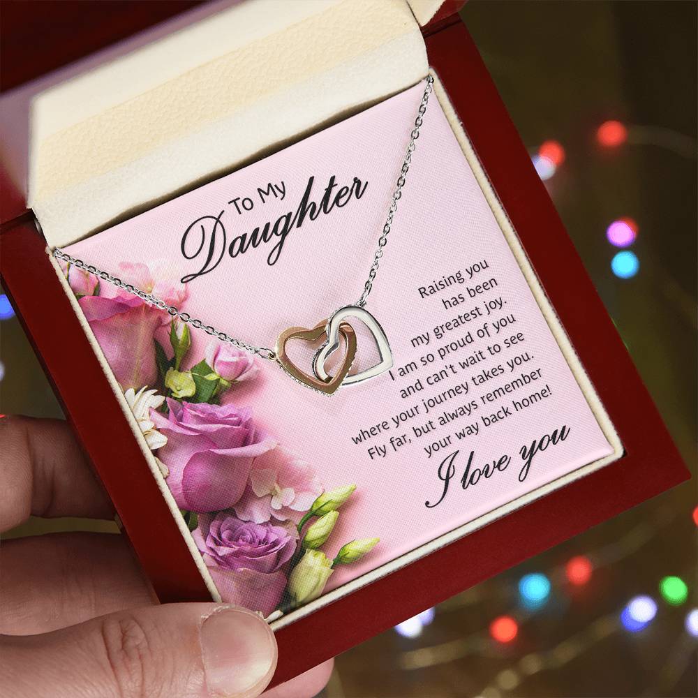 Daughter Proud Interlocking Hearts Necklace-[Heartfelt Family Gift]