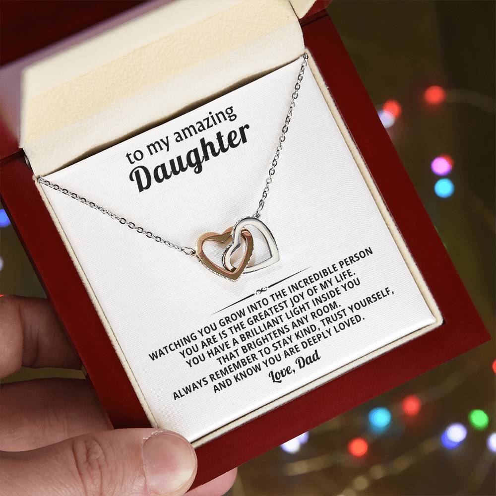 Daughter Interlocking Hearts Necklace Gift from Dad