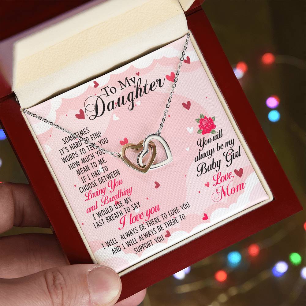 Daughter Always My Baby Girl Interlocking Hearts Necklace-[Heartfelt Family Gift]