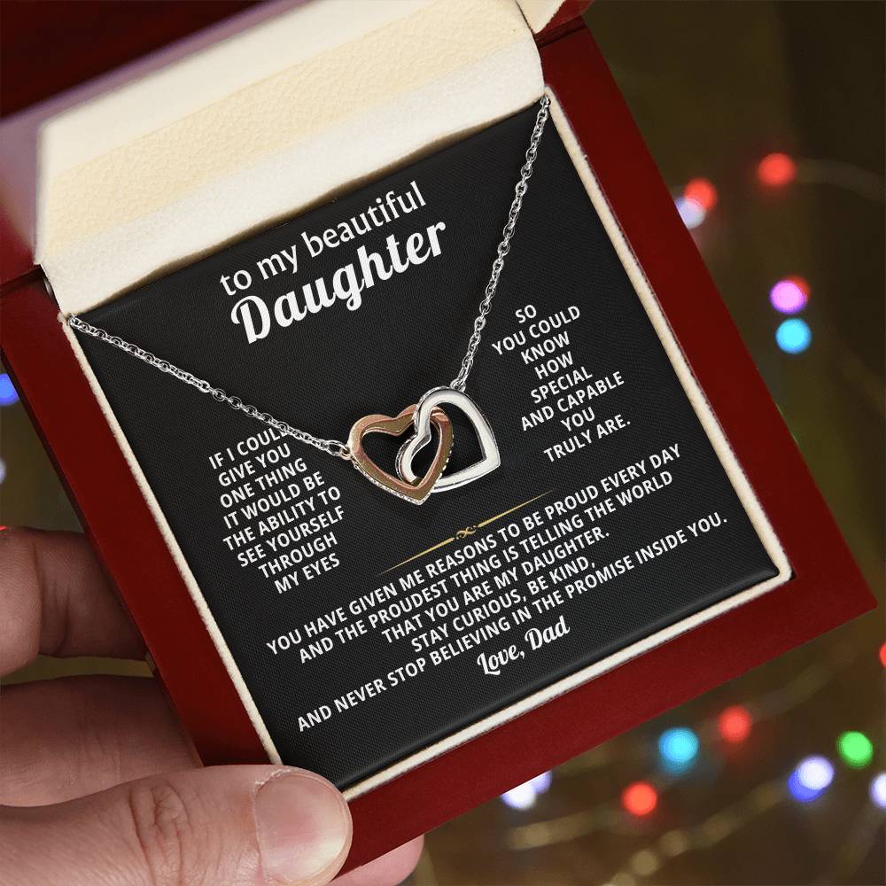 Daughter Interlocking Hearts Necklace Gift from Dad