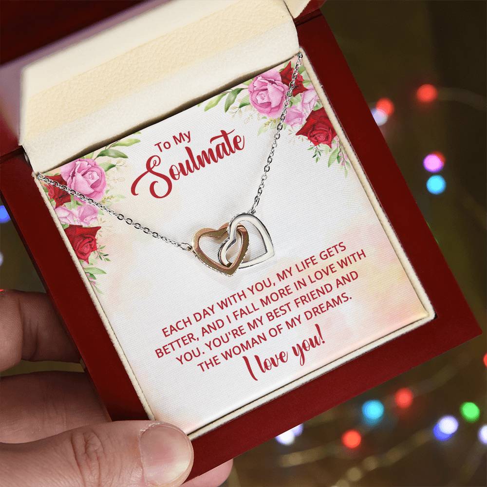 Soulmate Best Friend Interlocking Hearts Necklace-[Heartfelt Family Gift]