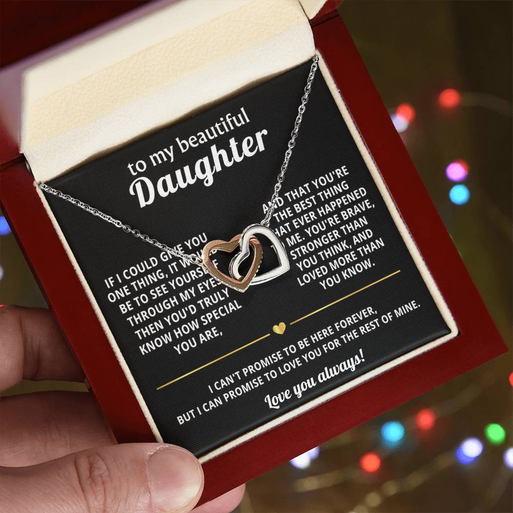 To My Daughter Interlocking Hearts Necklace Gift