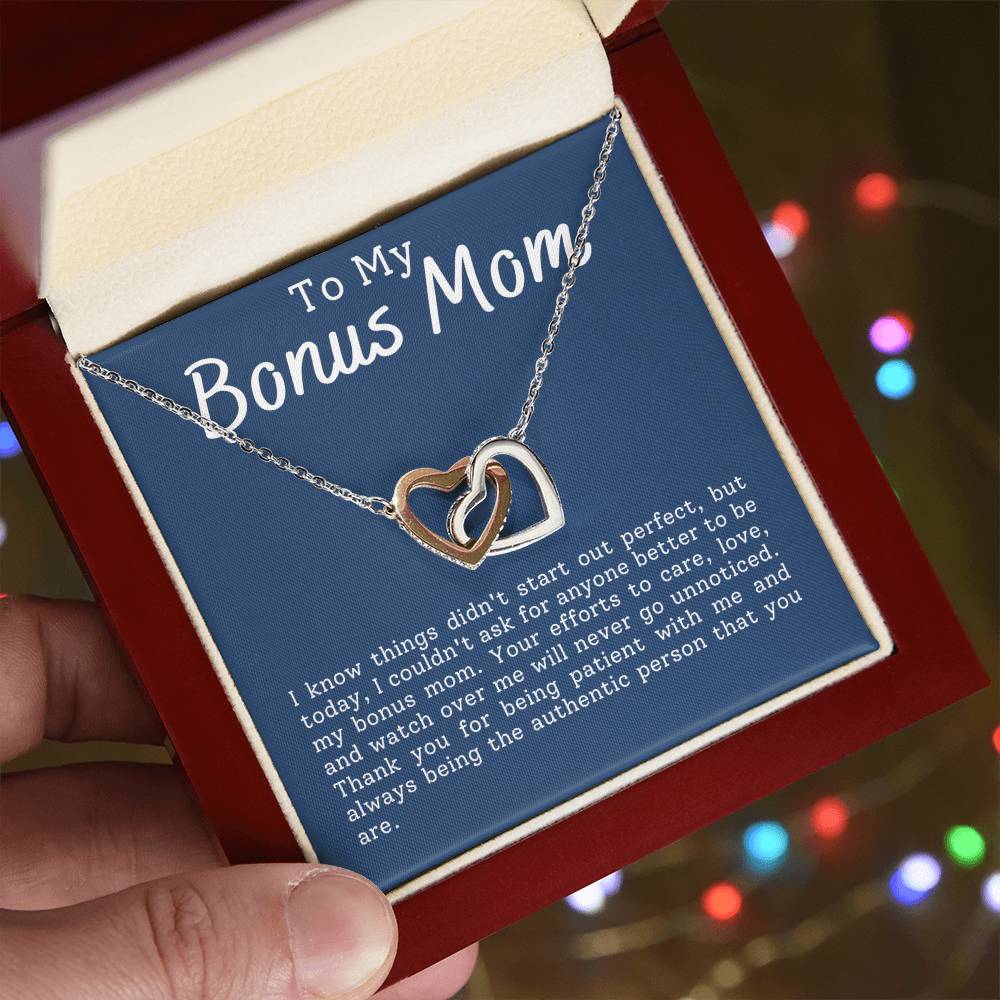 Bonus Mom Interlocking Hearts Necklace-[Heartfelt Family Gift]