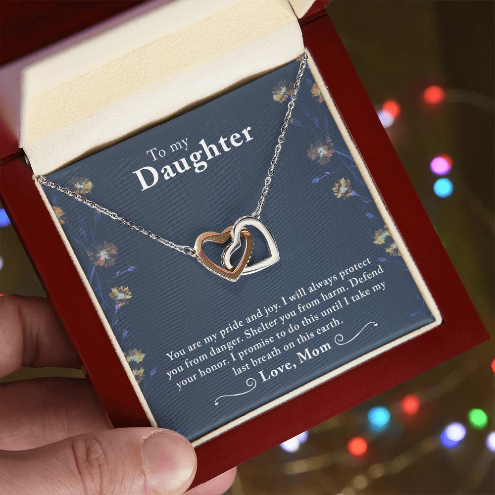 Daughter My Pride Interlocking Hearts Necklace-[Heartfelt Family Gift]