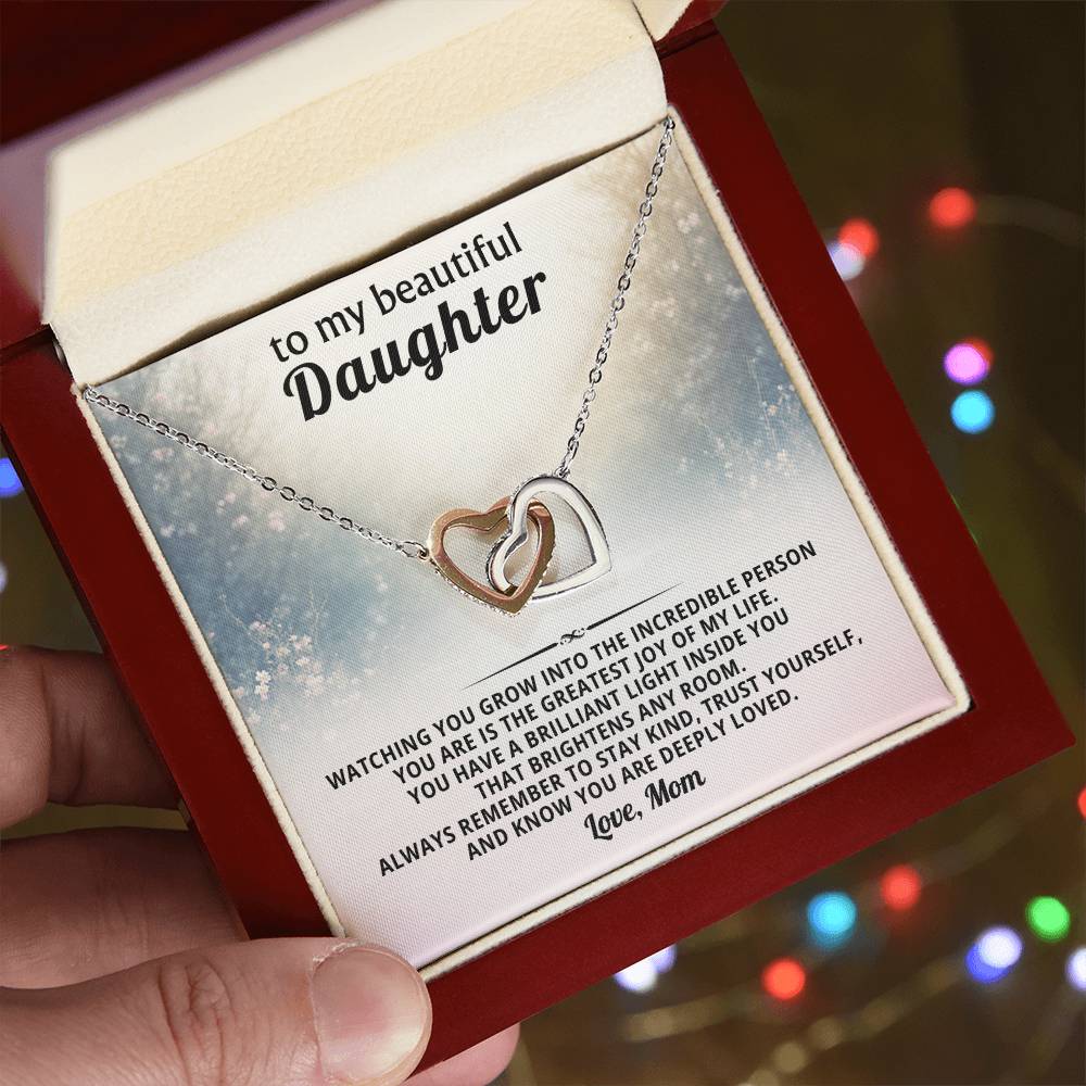 Daughter Interlocking Hearts Necklace Gift from Mom