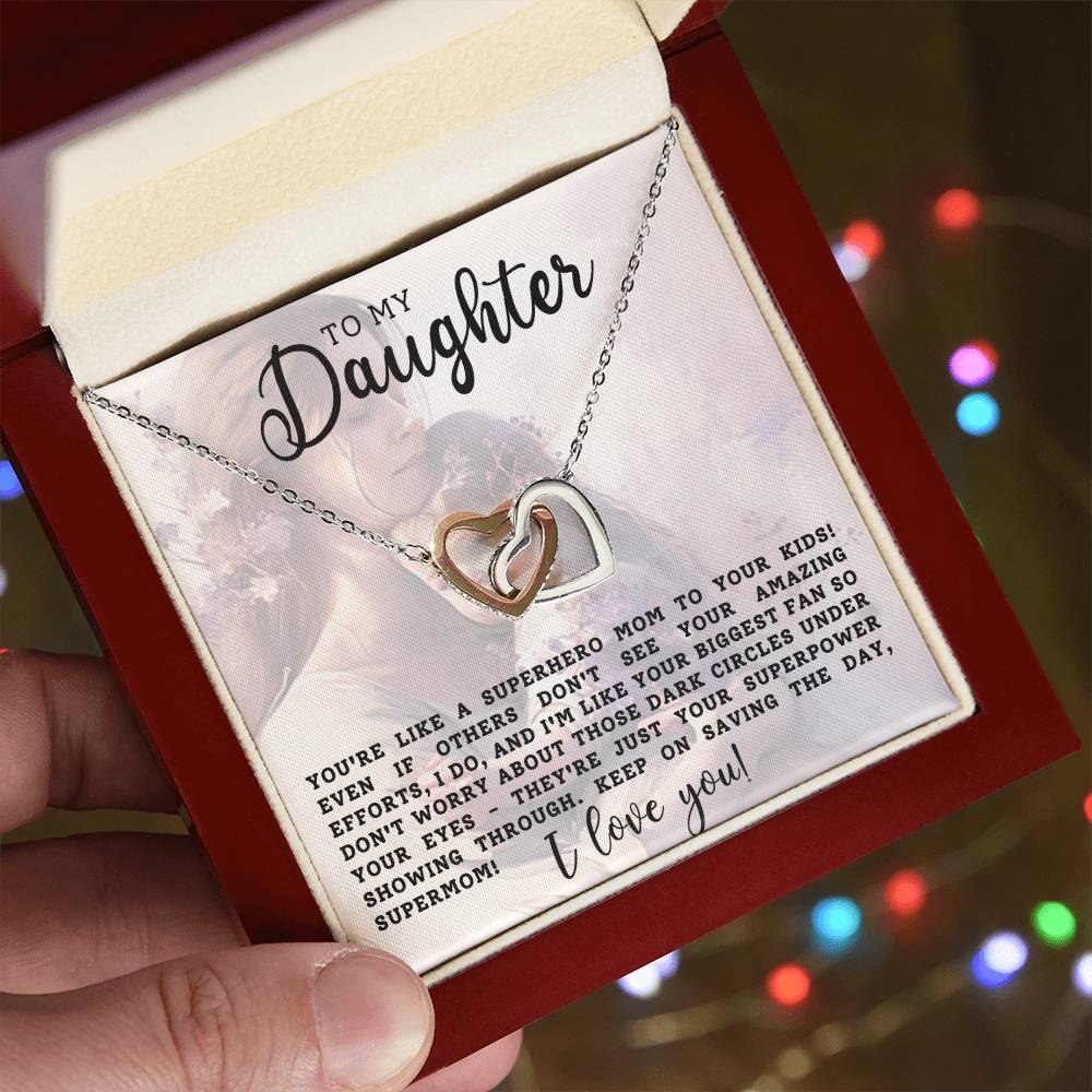 Daughter Interlocking Hearts Necklace-[Heartfelt Family Gift]