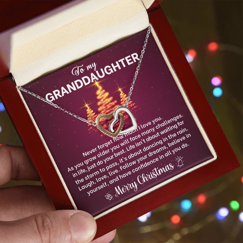 Merry Christmas Granddaughter Joined Hearts Necklace Gift-[Heartfelt Family Gift]