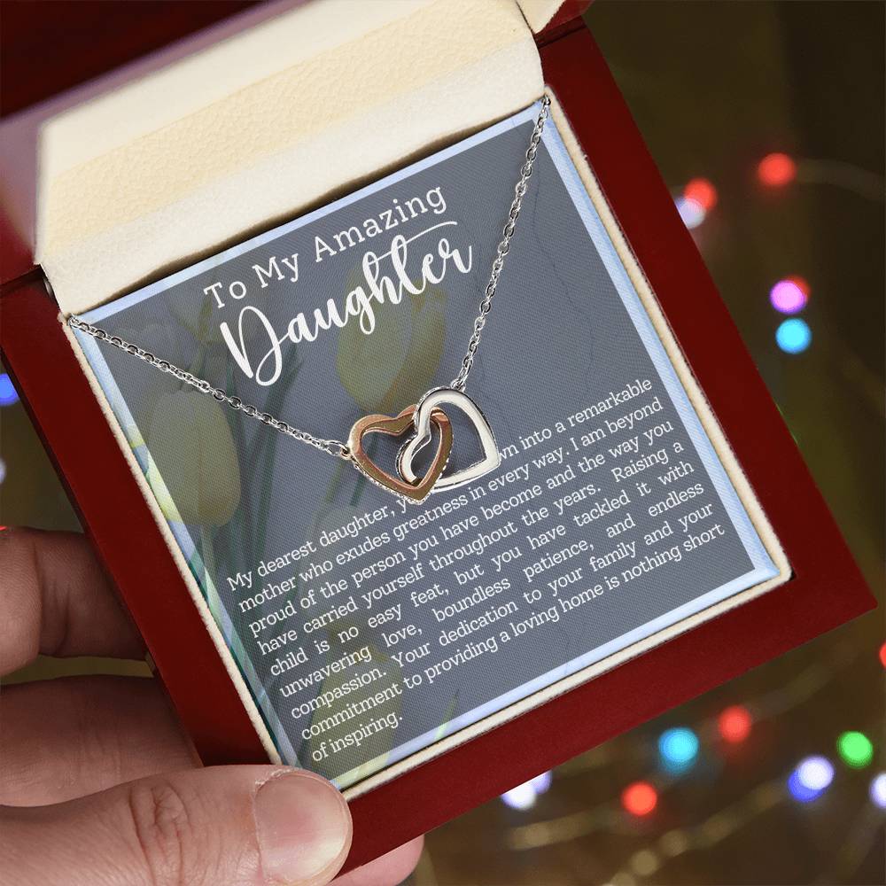 Daughter Motherhood Interlocking Hearts Necklace-[Heartfelt Family Gift]