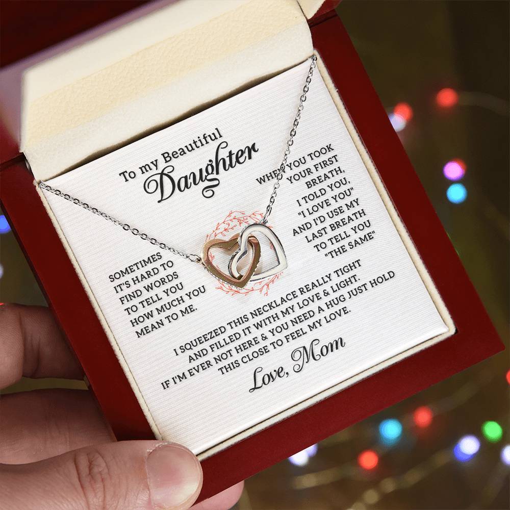 My Beautiful Daughter- Interlocking Hearts Necklace-[Heartfelt Family Gift]