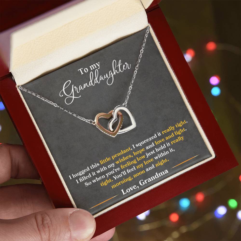 Interlocking Hearts Necklace - Granddaughters Tight Hug - Perfect Gift-[Heartfelt Family Gift]