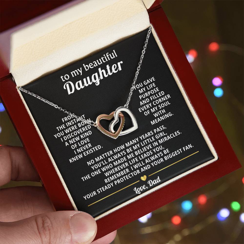 Daughter Interlocking Hearts Necklace Gift from Dad