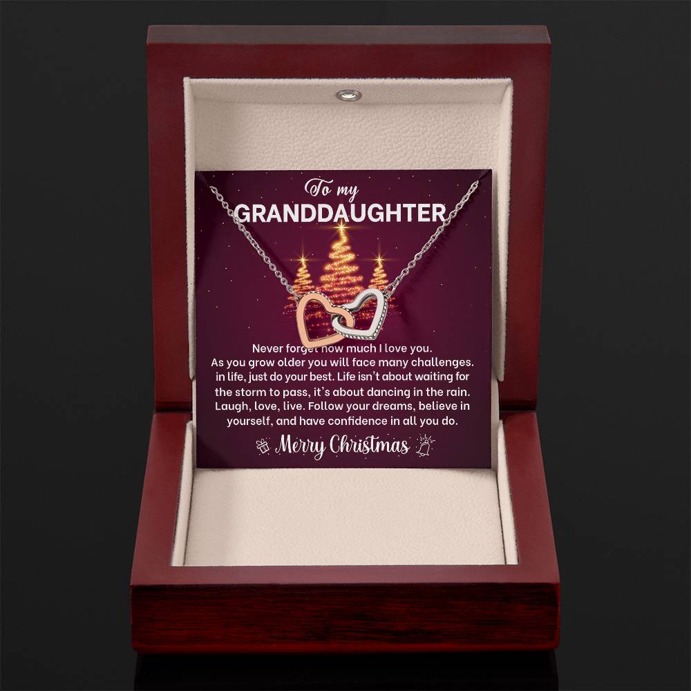 Merry Christmas Granddaughter Joined Hearts Necklace Gift-[Heartfelt Family Gift]