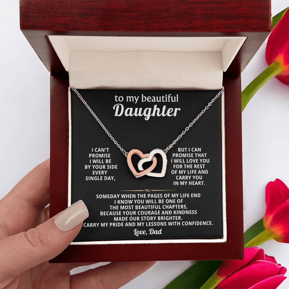 Daughter Interlocking Hearts Necklace Gift from Dad