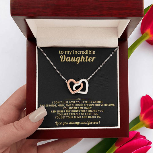 Incredible Daughter Interlocking Hearts Necklace Gift