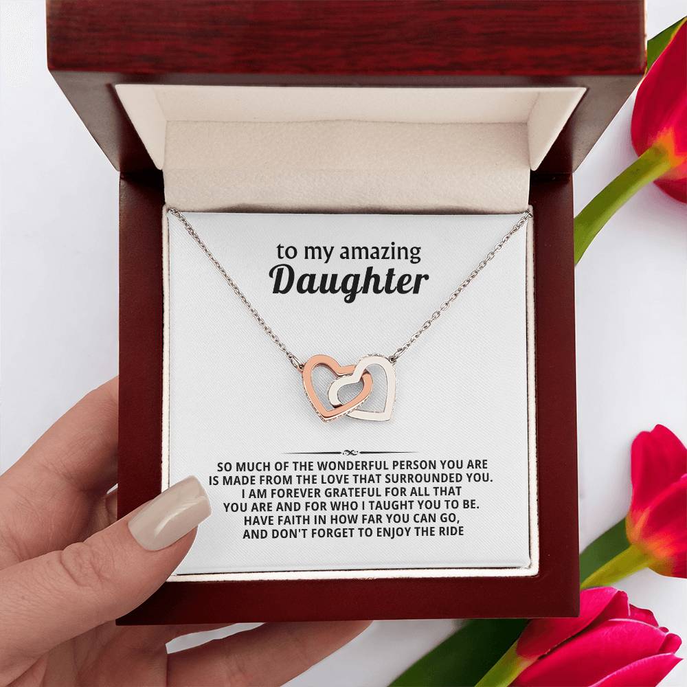 To My Amazing Daughter Interlocking Hearts Necklace Gift