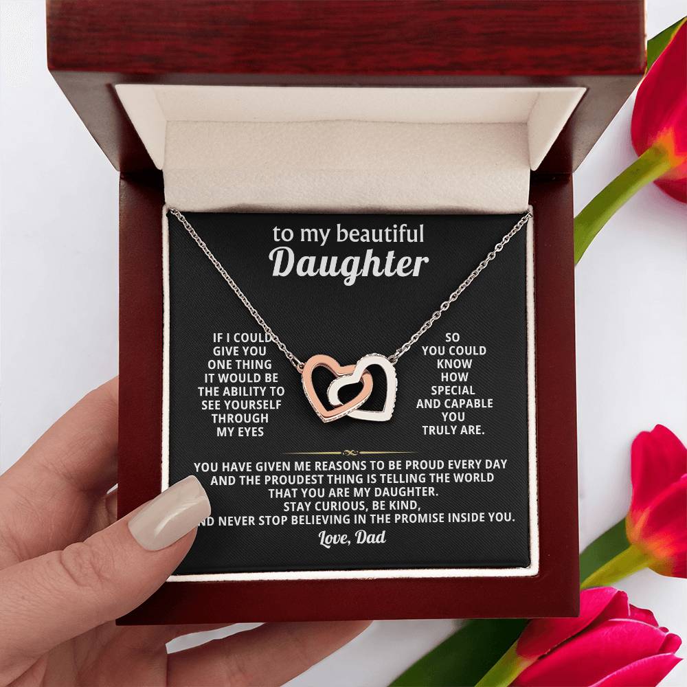 Daughter Interlocking Hearts Necklace Gift from Dad
