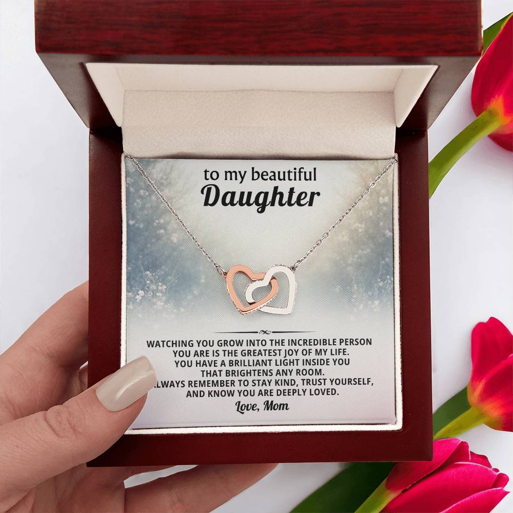 Daughter Interlocking Hearts Necklace Gift from Mom