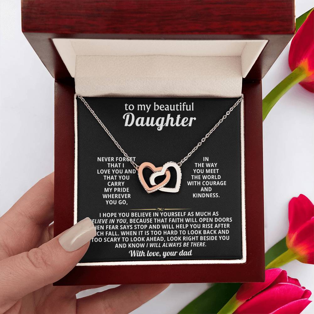 Daughter Interlocking Hearts Necklace Gift from Dad