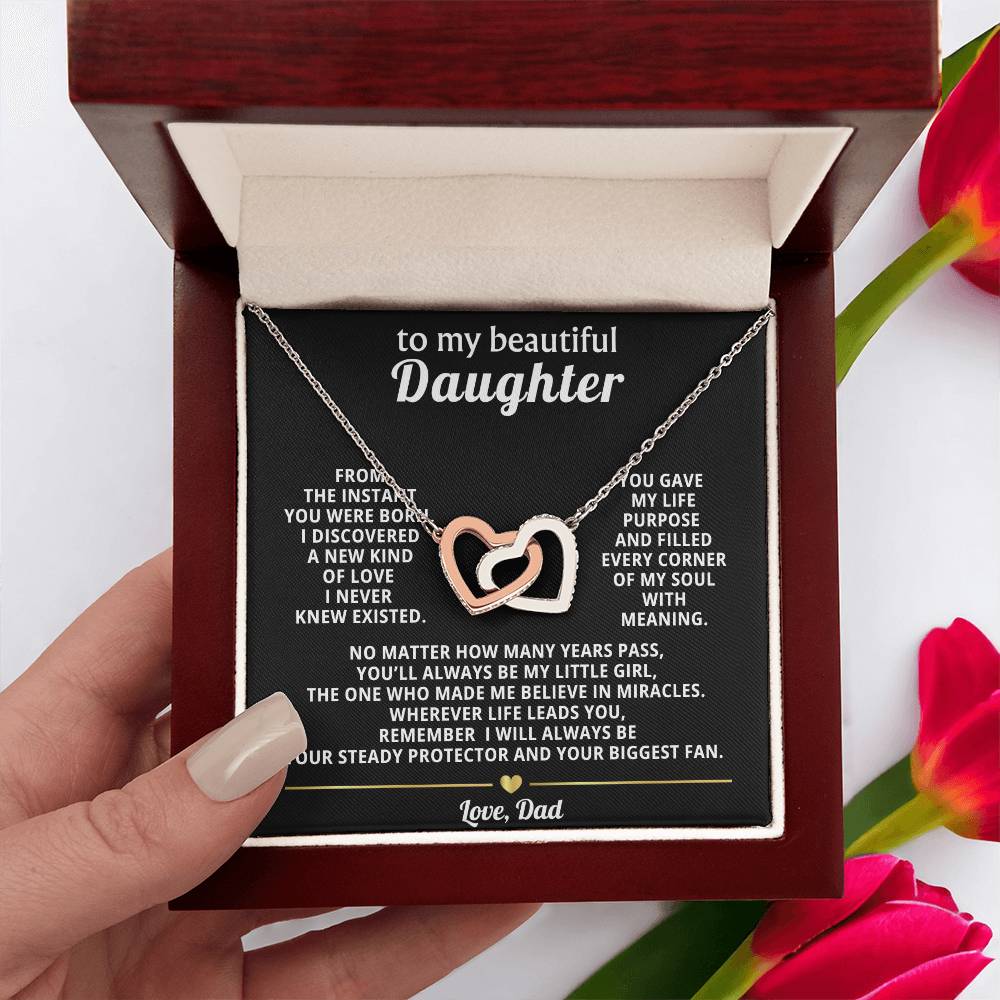 Daughter Interlocking Hearts Necklace Gift from Dad