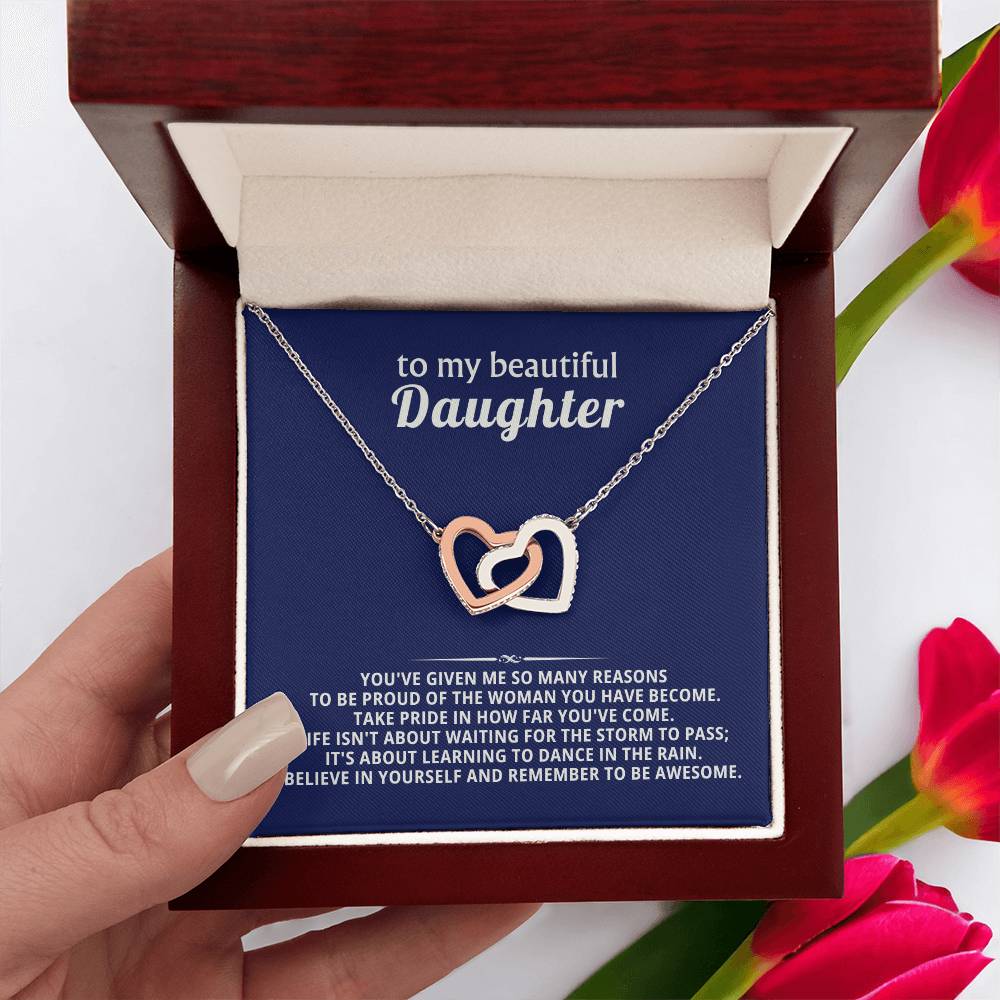 Daughter Interlocking Hearts Necklace Gift from Dad