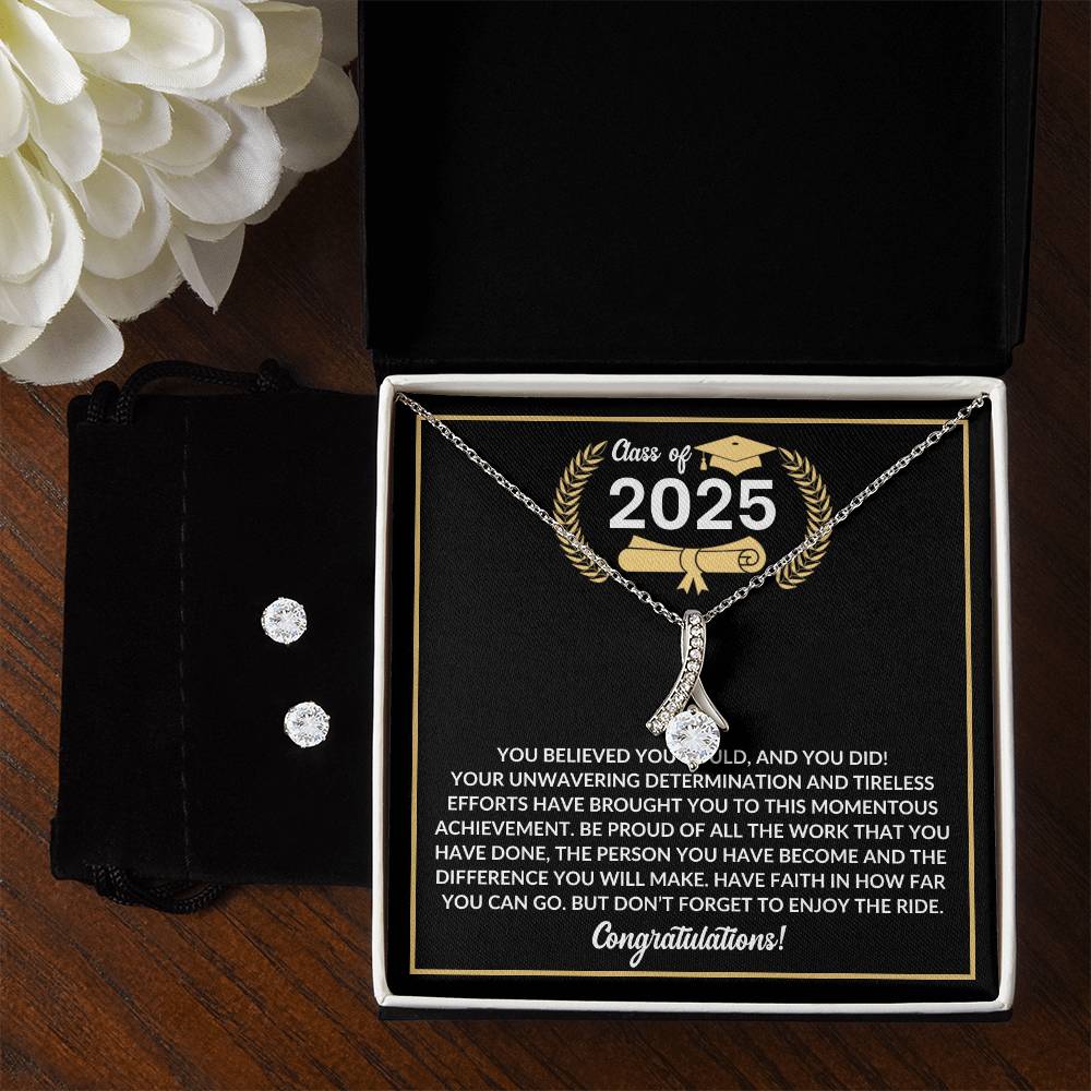 Graduation Necklace and Earring Set Class of 2025-[Heartfelt Family Gift]