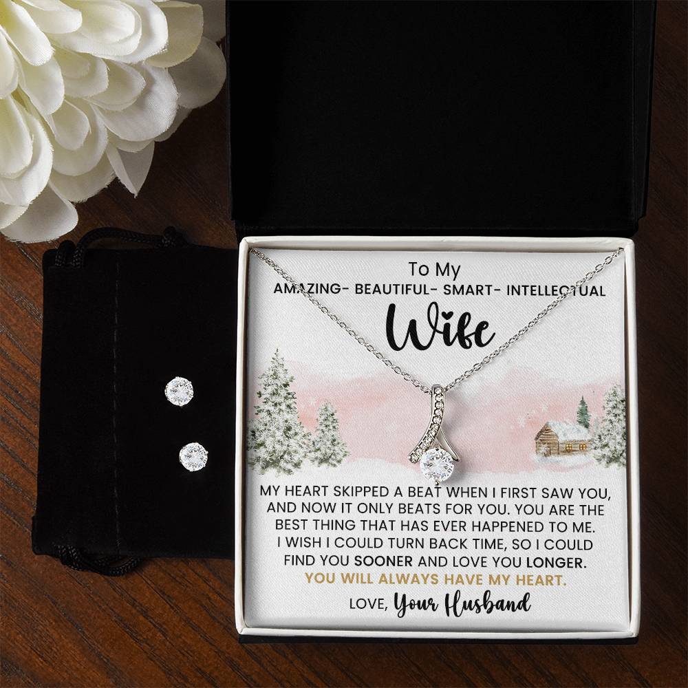 Alluring Beauty Necklace  Earring Set - Wife Always In My Heart Gift-[Heartfelt Family Gift]