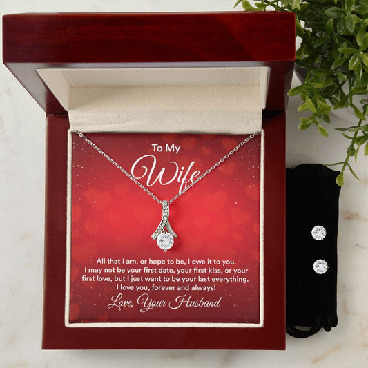 Charming Wife Necklace and Earrings Set - Reflecting All That I Am and Hope to Be-[Heartfelt Family Gift]