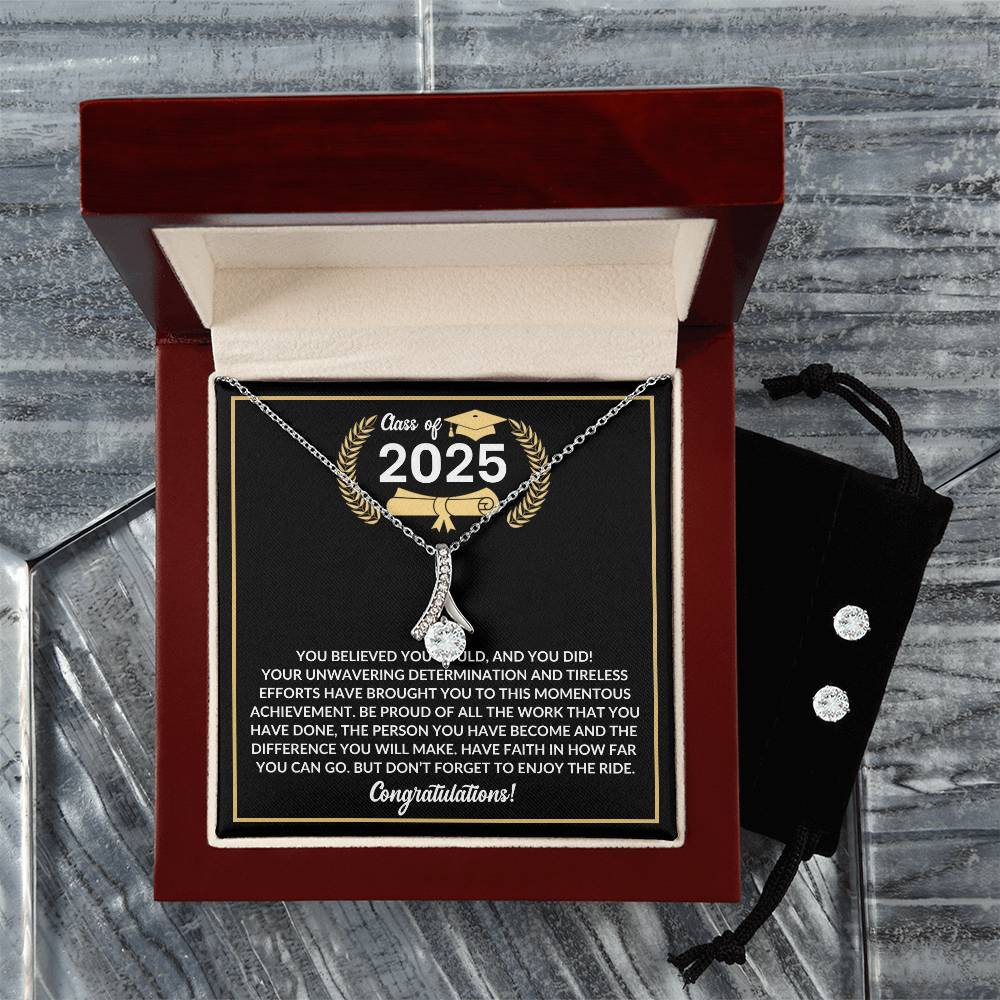 Graduation Necklace and Earring Set Class of 2025-[Heartfelt Family Gift]