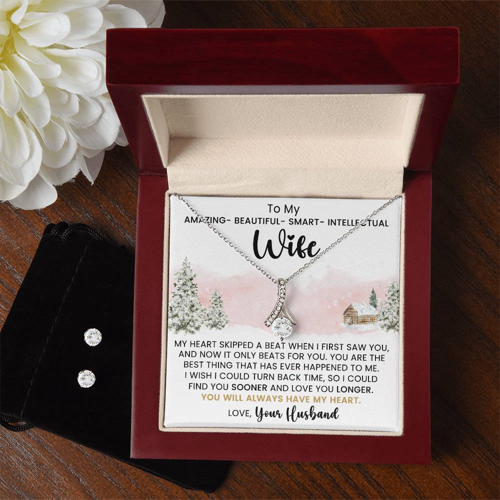 Alluring Beauty Necklace  Earring Set - Wife Always In My Heart Gift-[Heartfelt Family Gift]