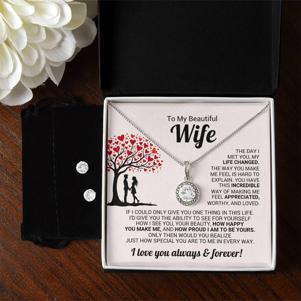 Wife Necklace & Earring Gift Set